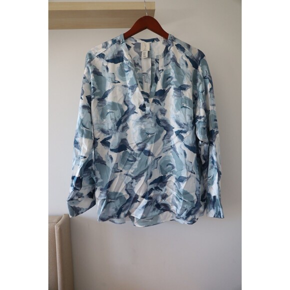 Joie Tops - Joie Womens XL Blue 100% Silk V Neck Dolman Sleeve Oversized Floral Flowy Fairy